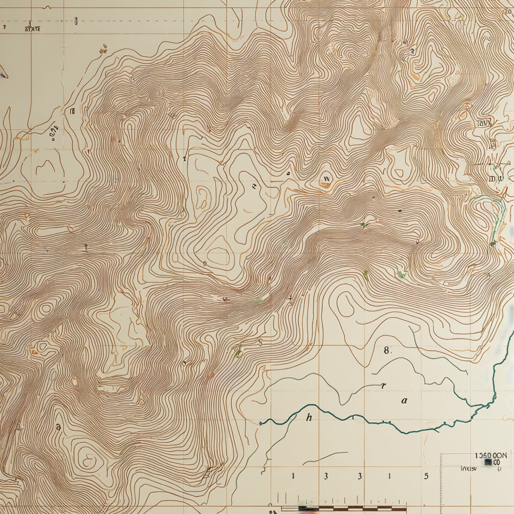 Höhenlinien-Detail, topographische Karte